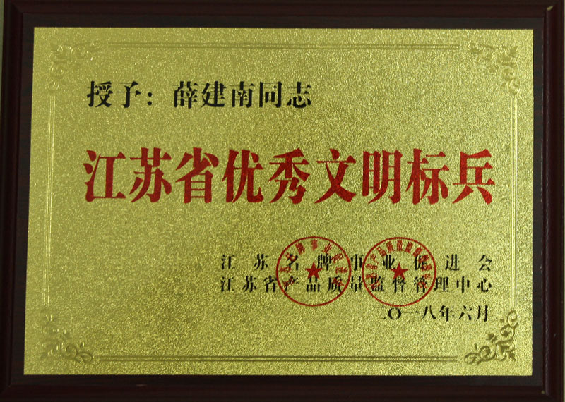 江蘇省優秀文明(míng)标兵